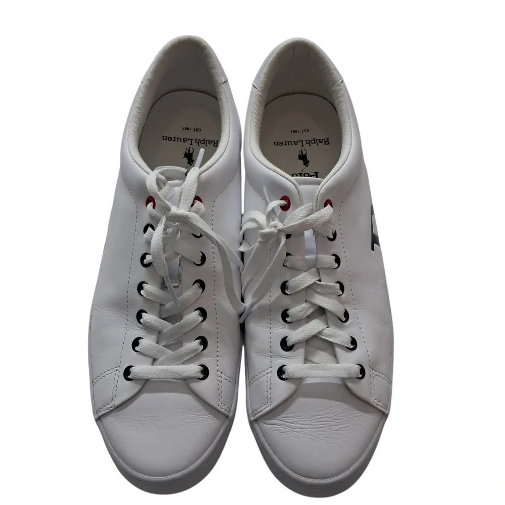 Polo Ralph Lauren Sneakers‎ Shoes Mens 11 White Leather Low Top Lace Up Preppy